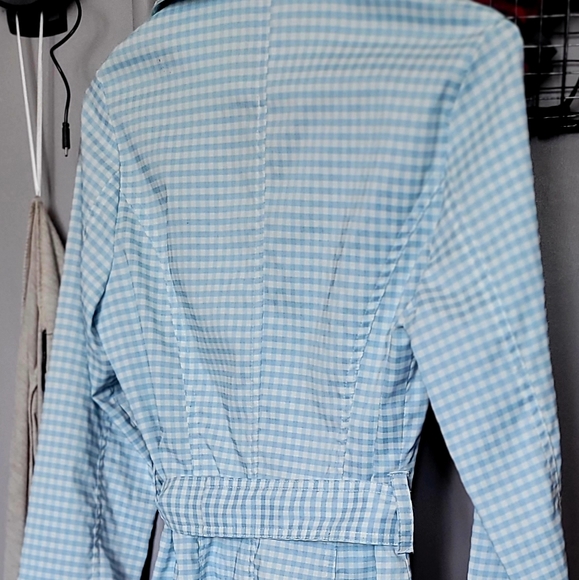 Petites Blue/White Gingham Spring Coat - Picture 2 of 4
